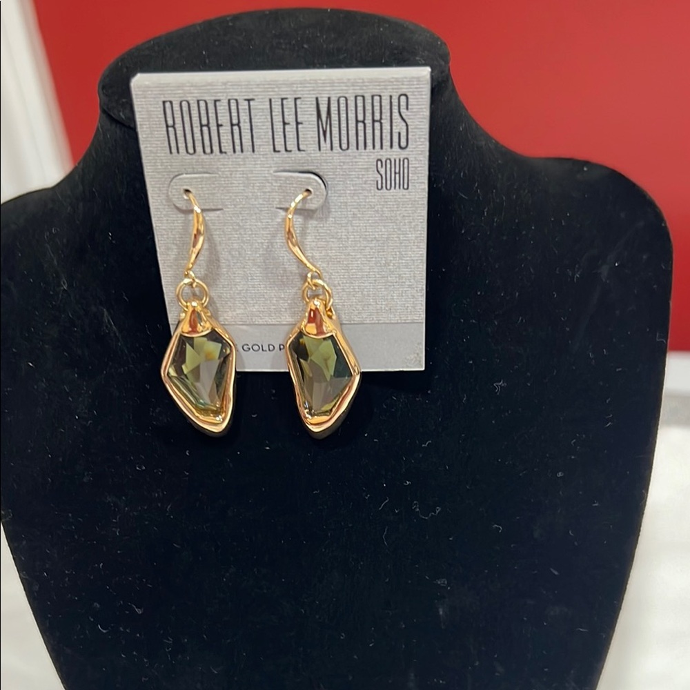 NWT Robert Lee Morris Gold and Olive Earrings